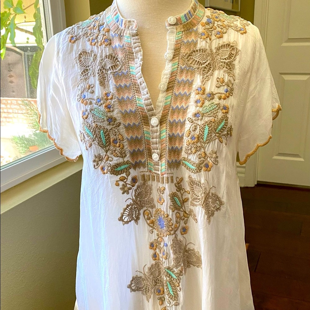 Johnny Was White Monark Tunic, Small